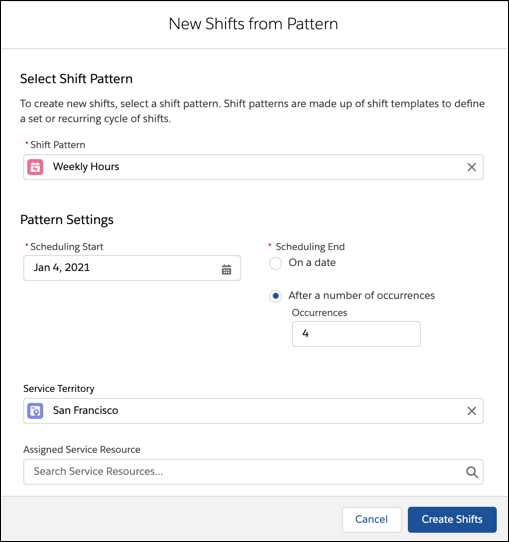 New shifts from pattern screen