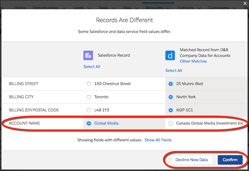 Check for New Data Matched to a Record in Lightning Experience