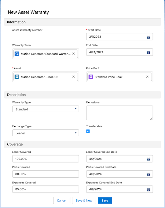 Create an Asset Warranty