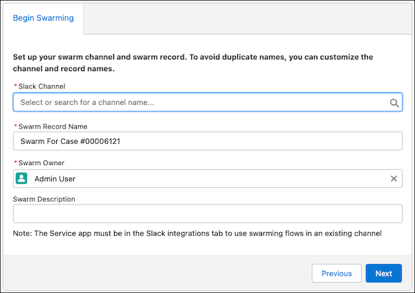 Swarm in Slack from Lightning Experience