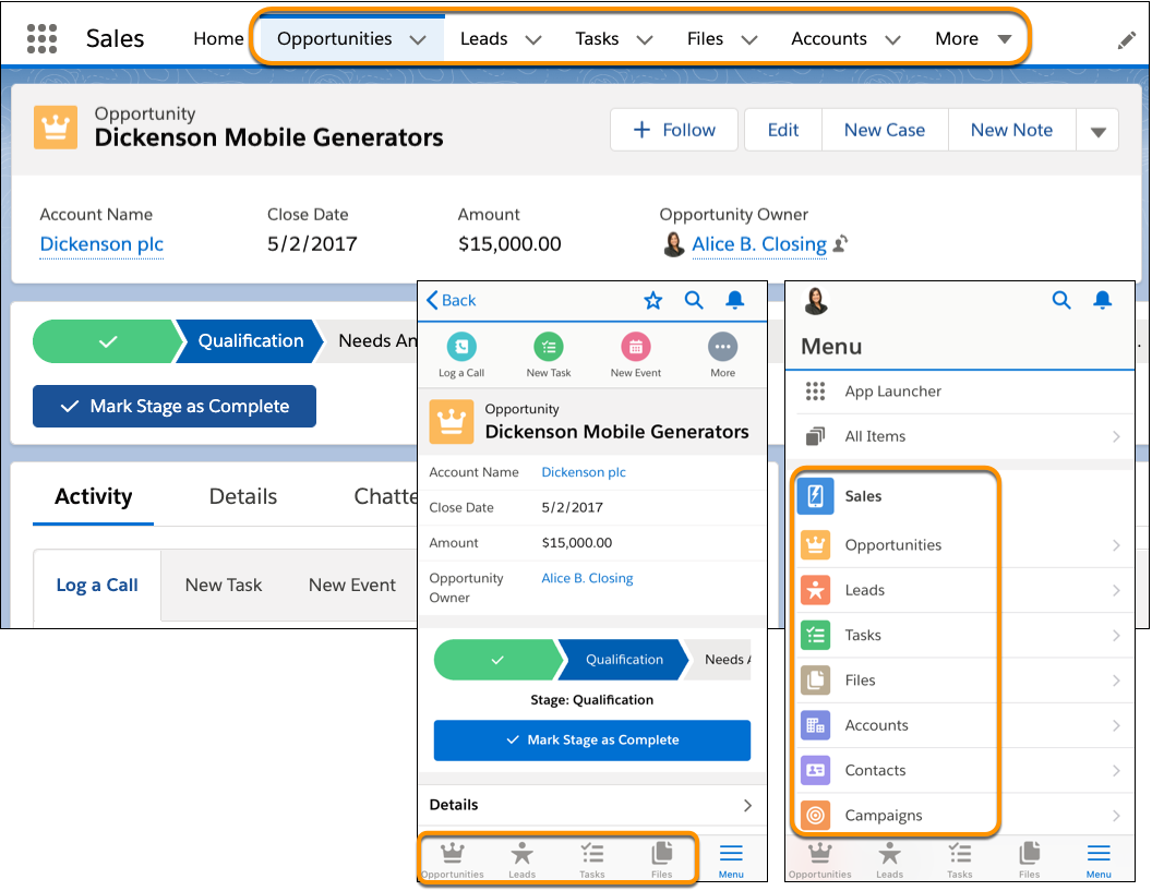 Customize a Lightning App Navigation Menu in the Salesforce Mobile App