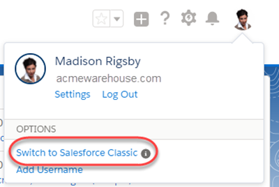 Switcher to Salesforce Classic
