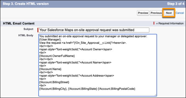 Set Up an Email Template for Submitted Requests
