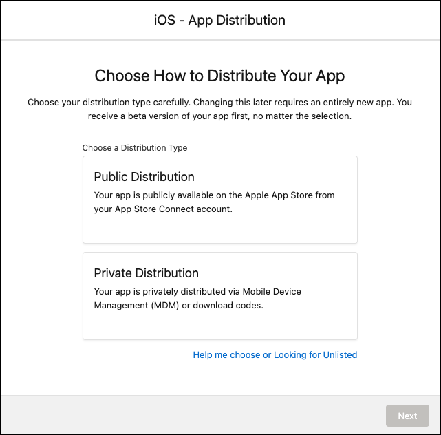 Ios Key Distribution Modifica dei tipi di distribuzione per iOS