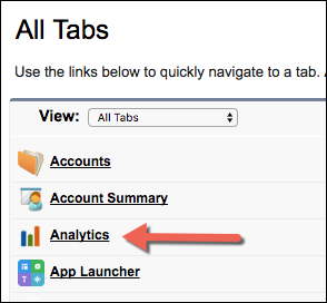 Analyticts Tab Selection