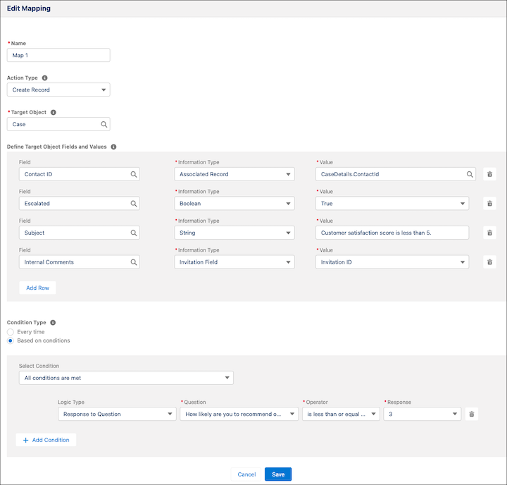 Create Survey Data Maps to Create or Update Records