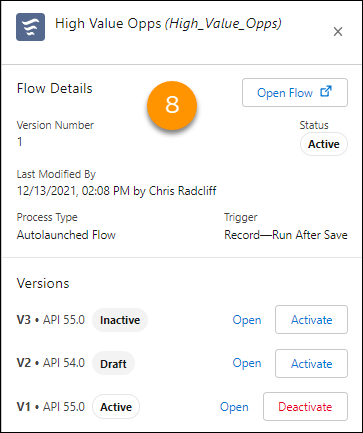 Flow trigger explorer flow details