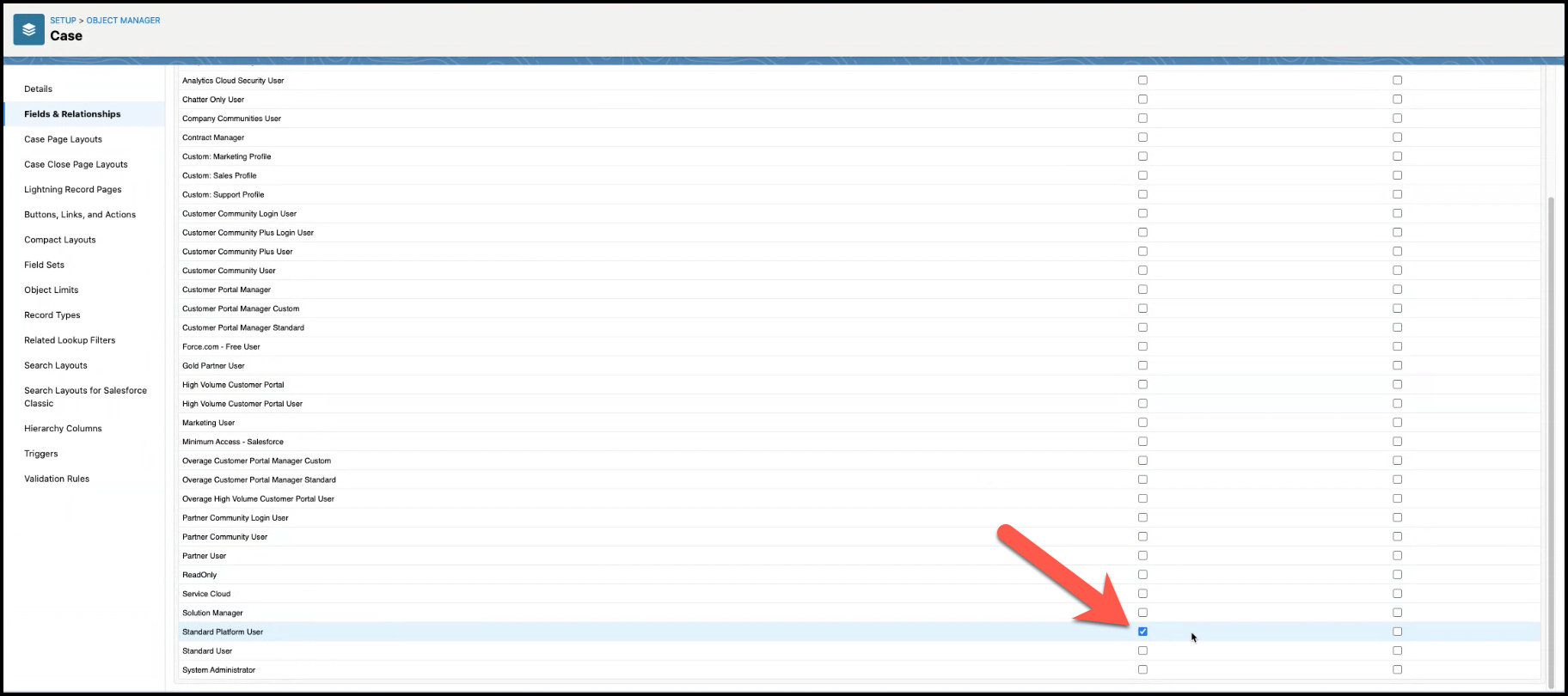 Configure Feed Tracking for a Standard Platform User