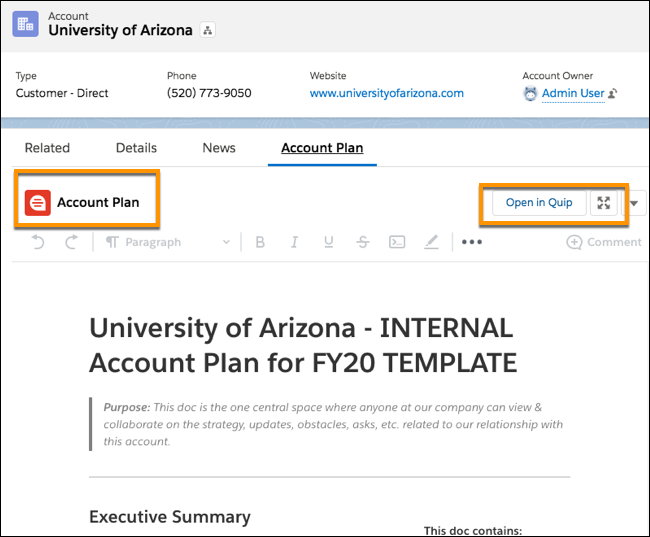 Add the Quip Document Component to a Lightning Page