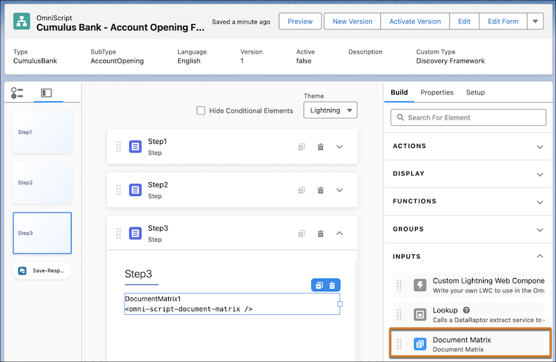Add a Document Matrix Element to an Assessment Form Layout