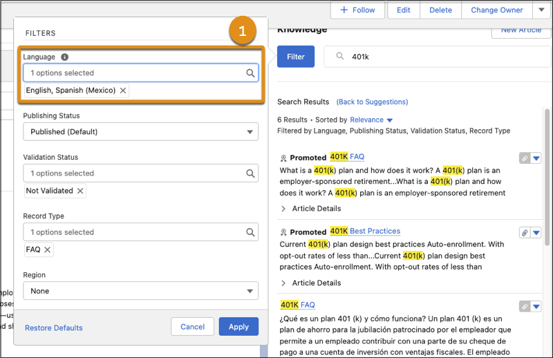 Apply MultiLanguage Knowledge Search